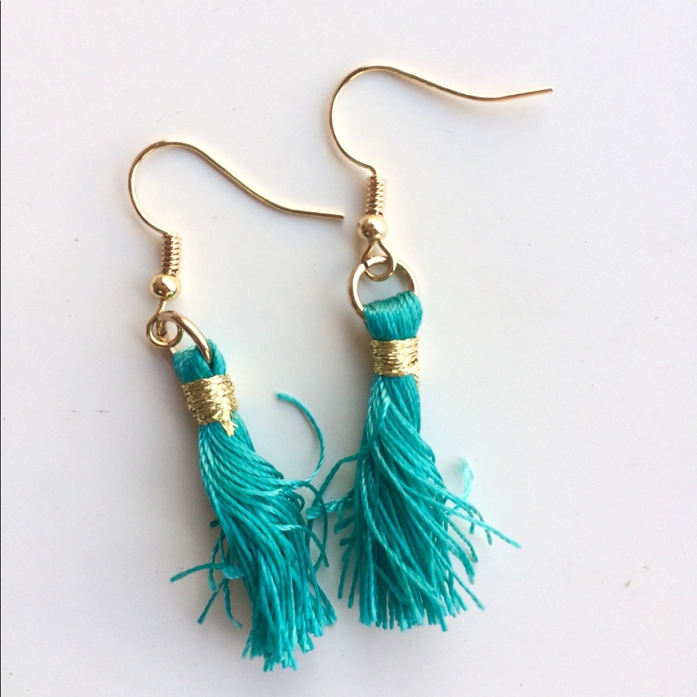 🆕 Handmade Turquoise Tassel Earrings
